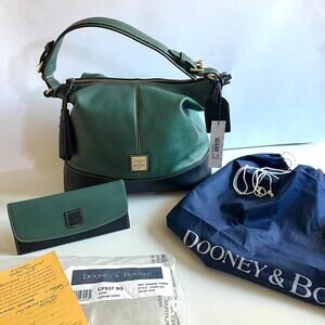 DOONEY & BOURKE Green Leather Sophie Hobo Bag + Wallet + Dust Bag + Registration